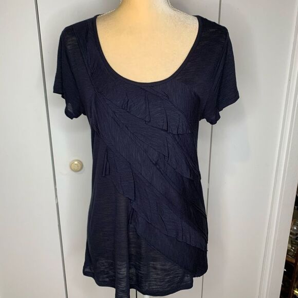 Women’s Blue Top Ruffled Medium Coldwater Creek - Picture 2 of 8